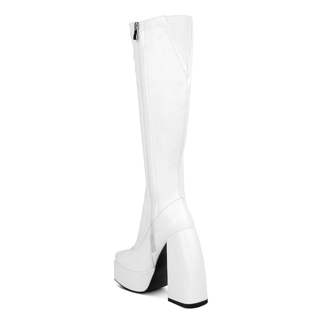 fanning high platform block heeled long boots#color_white