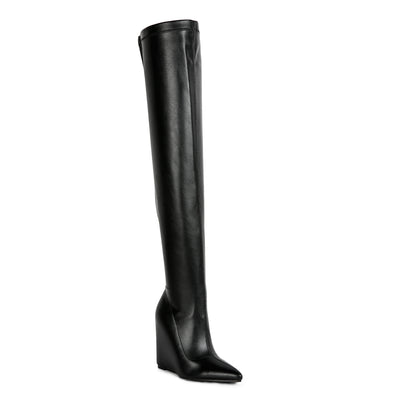 leggy lass long knee platform chunky boots#color_black