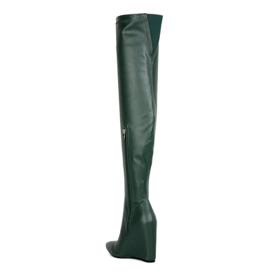 leggy lass long knee platform chunky boots#color_green