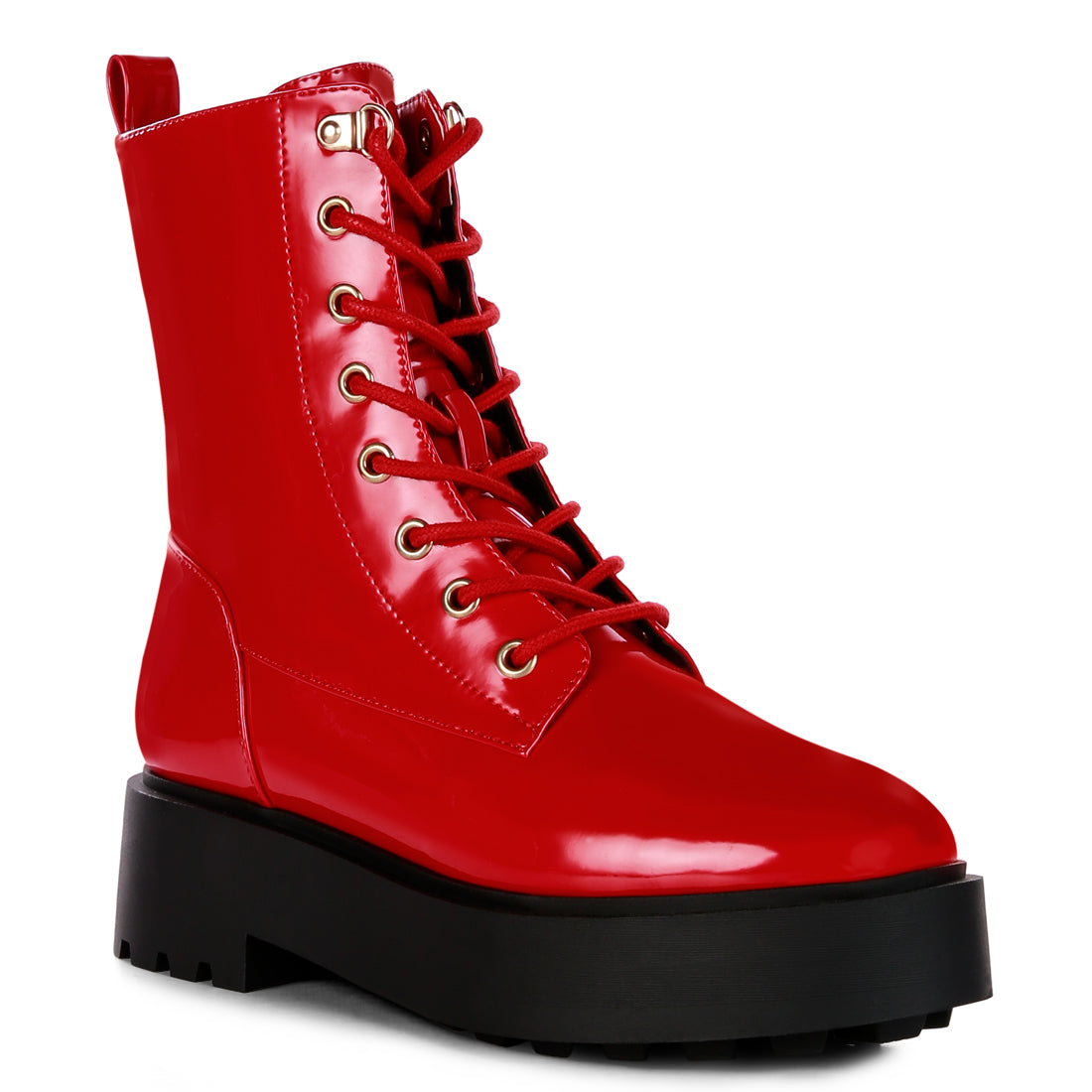 ankle biker boots#color_red