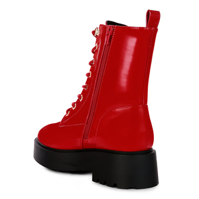 ankle biker boots#color_red