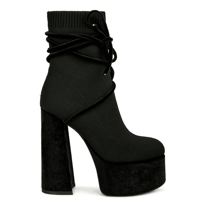 High Heeled Velvet Knitted Boot