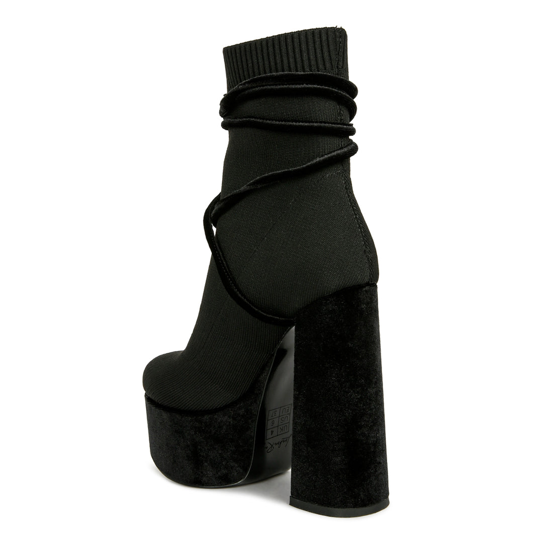 High Heeled Velvet Knitted Boot