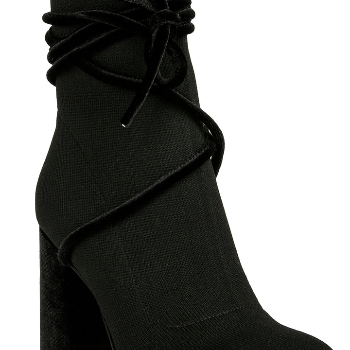 High Heeled Velvet Knitted Boot