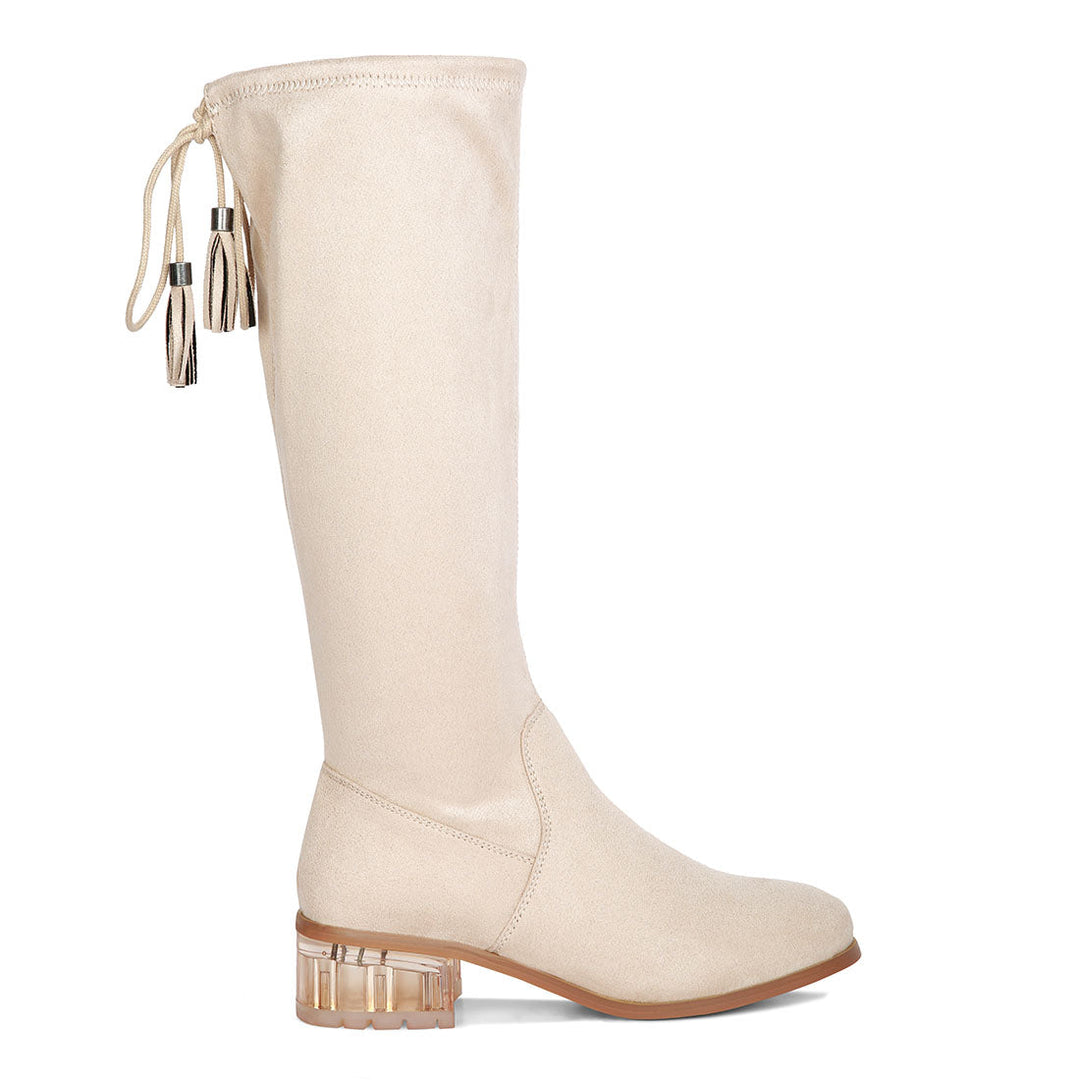 francesca tassels detail short heel calf boot#color_beige