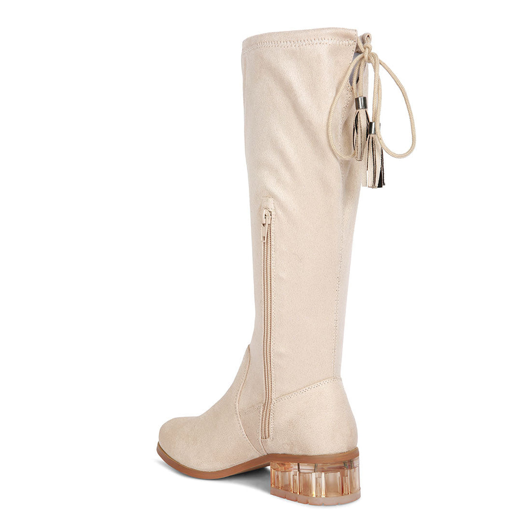 francesca tassels detail short heel calf boot#color_beige