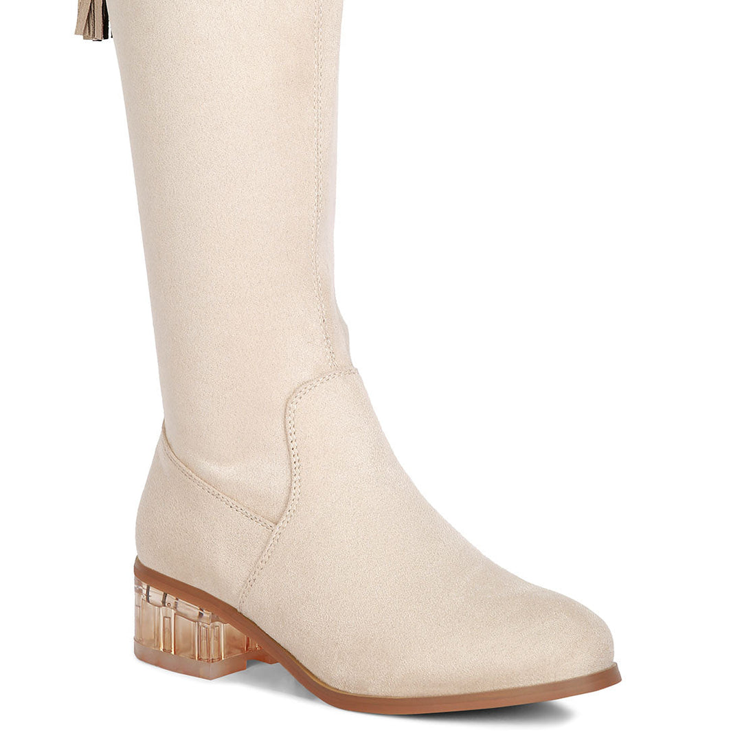 francesca tassels detail short heel calf boot#color_beige
