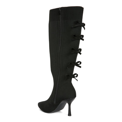 high heel knitted calf boot#color_black