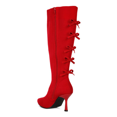 high heel knitted calf boot#color_red