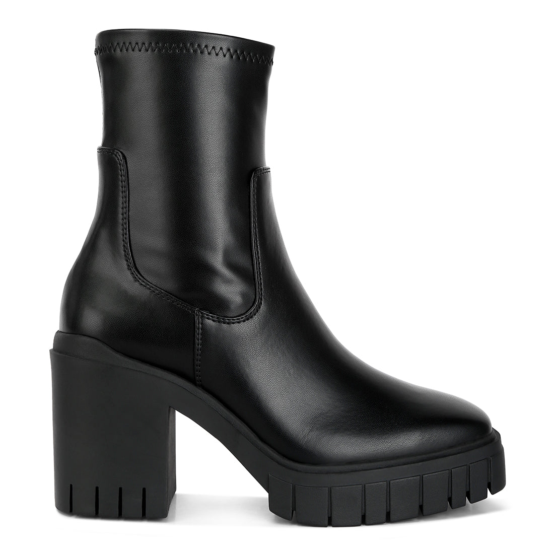 platform heeled ankle boot#color_black