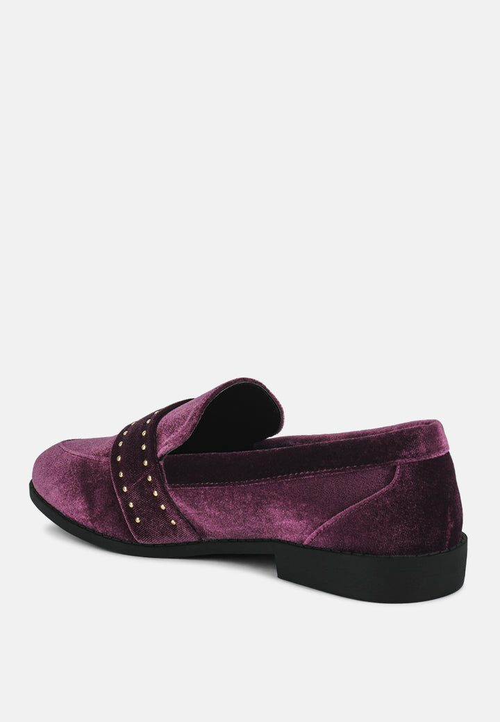 women walkin stud detail velvet loafers#color_burgundy