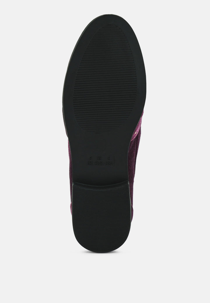 women walkin stud detail velvet loafers#color_burgundy