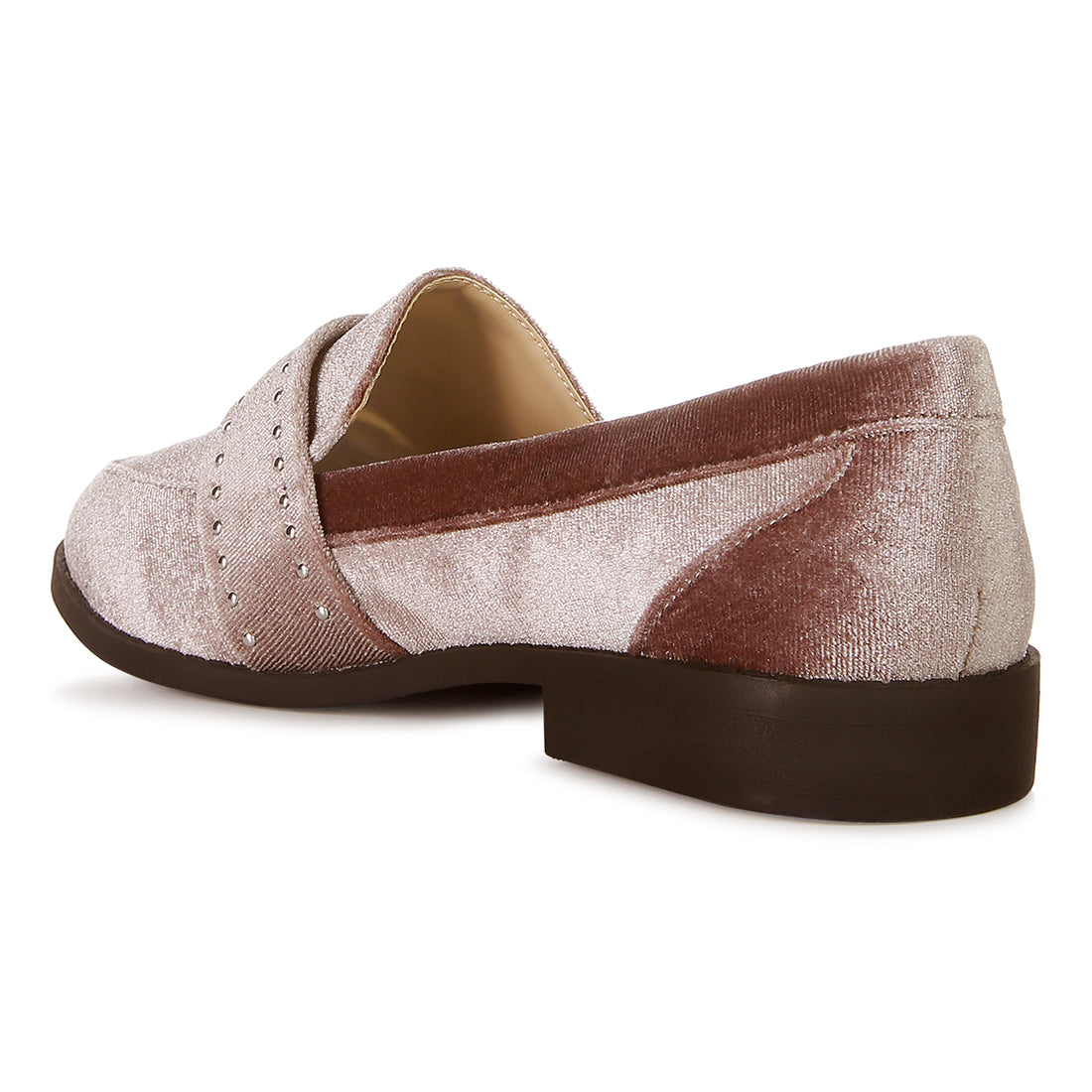 walkin stud detail velvet loafers#color_taupe