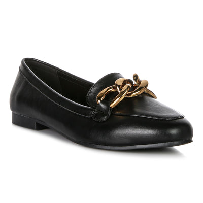 chunky metal chain loafers#color_black