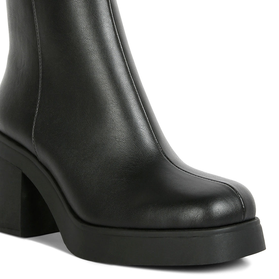 Black Sing Collar High Ankle Platform Boots