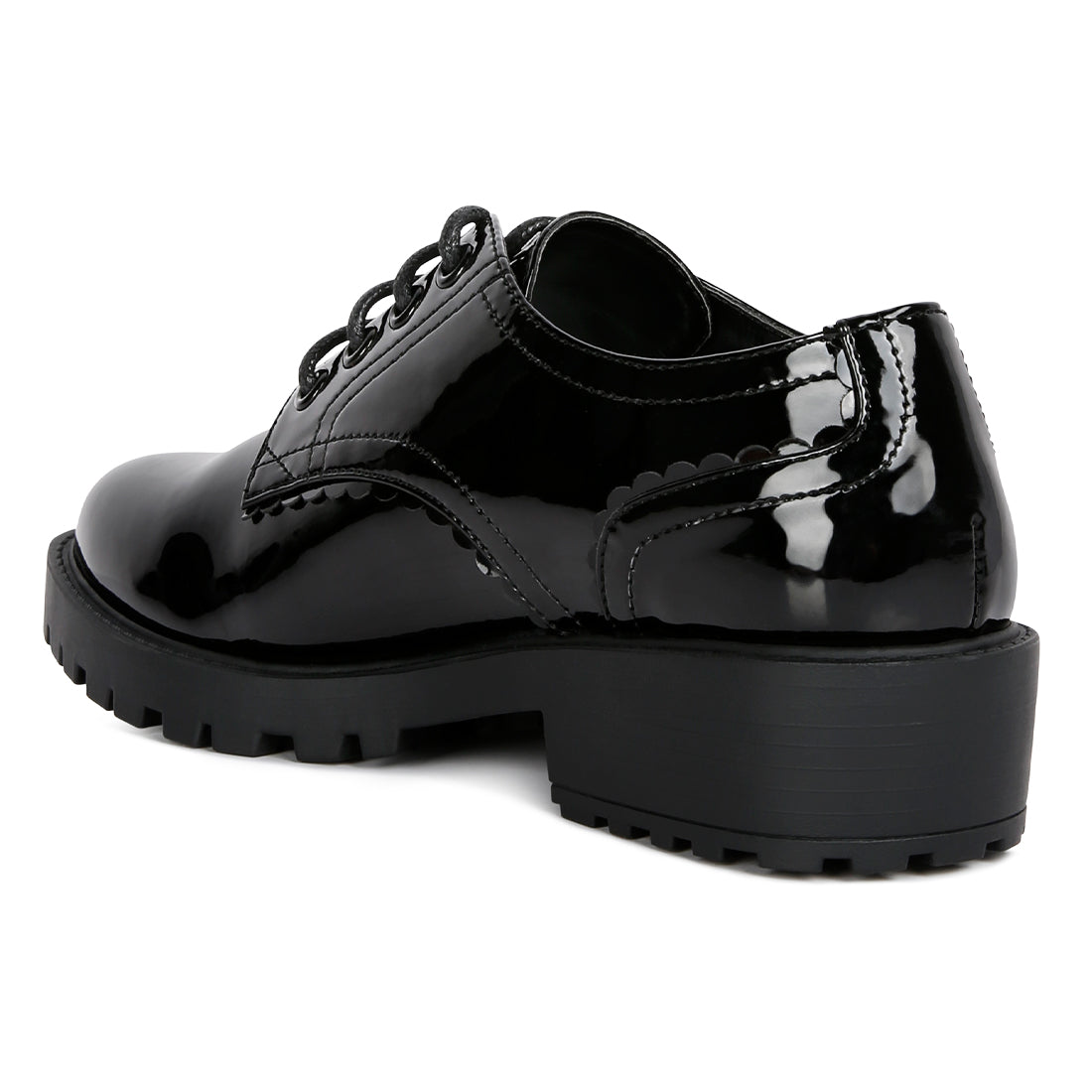 Black Cabbose Patent Lace Up Shoes