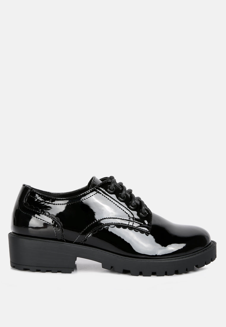 Women Cabbose Patent Lace Up Shoes