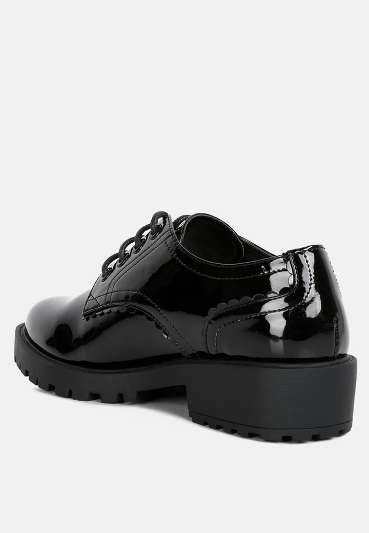 Women Cabbose Patent Lace Up Shoes
