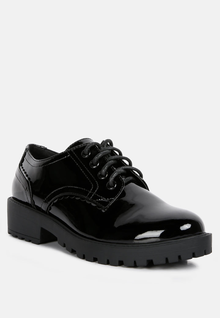 Women Cabbose Patent Lace Up Shoes