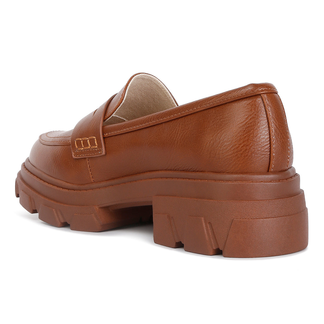 Wagon Platform Heel Loafers In Tan
