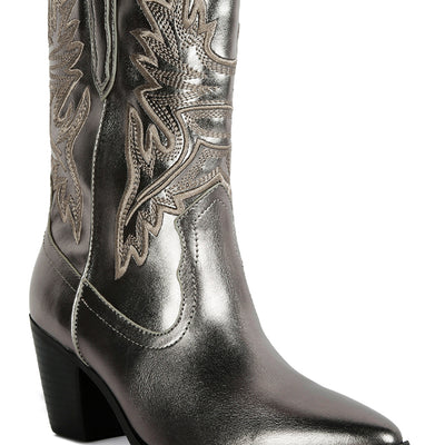 western cowboy ankle boot#color_grey