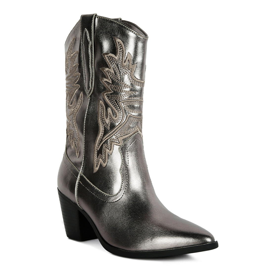 western cowboy ankle boot#color_grey