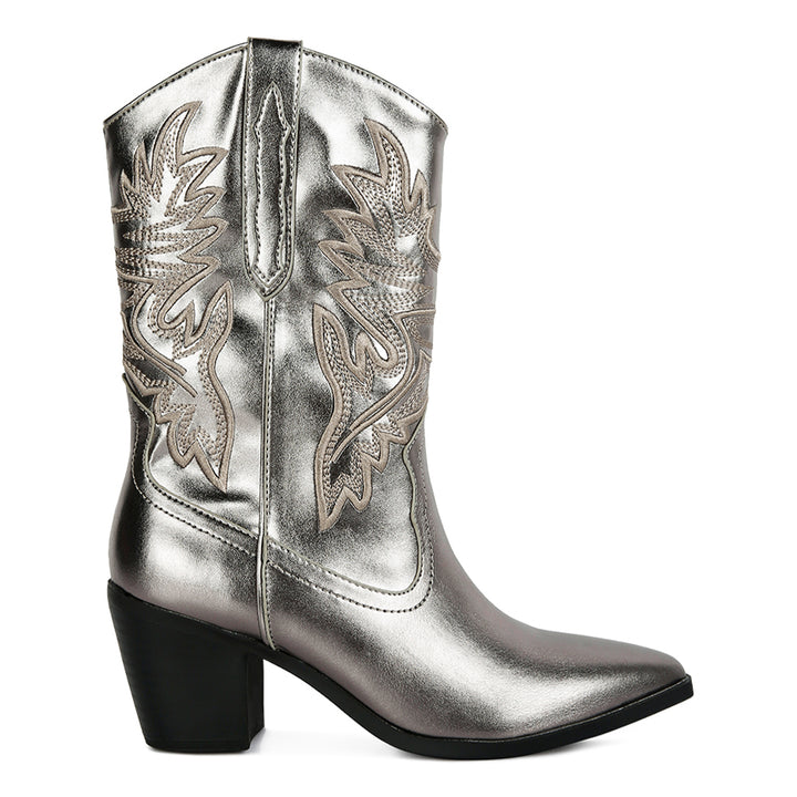 western cowboy ankle boot#color_grey