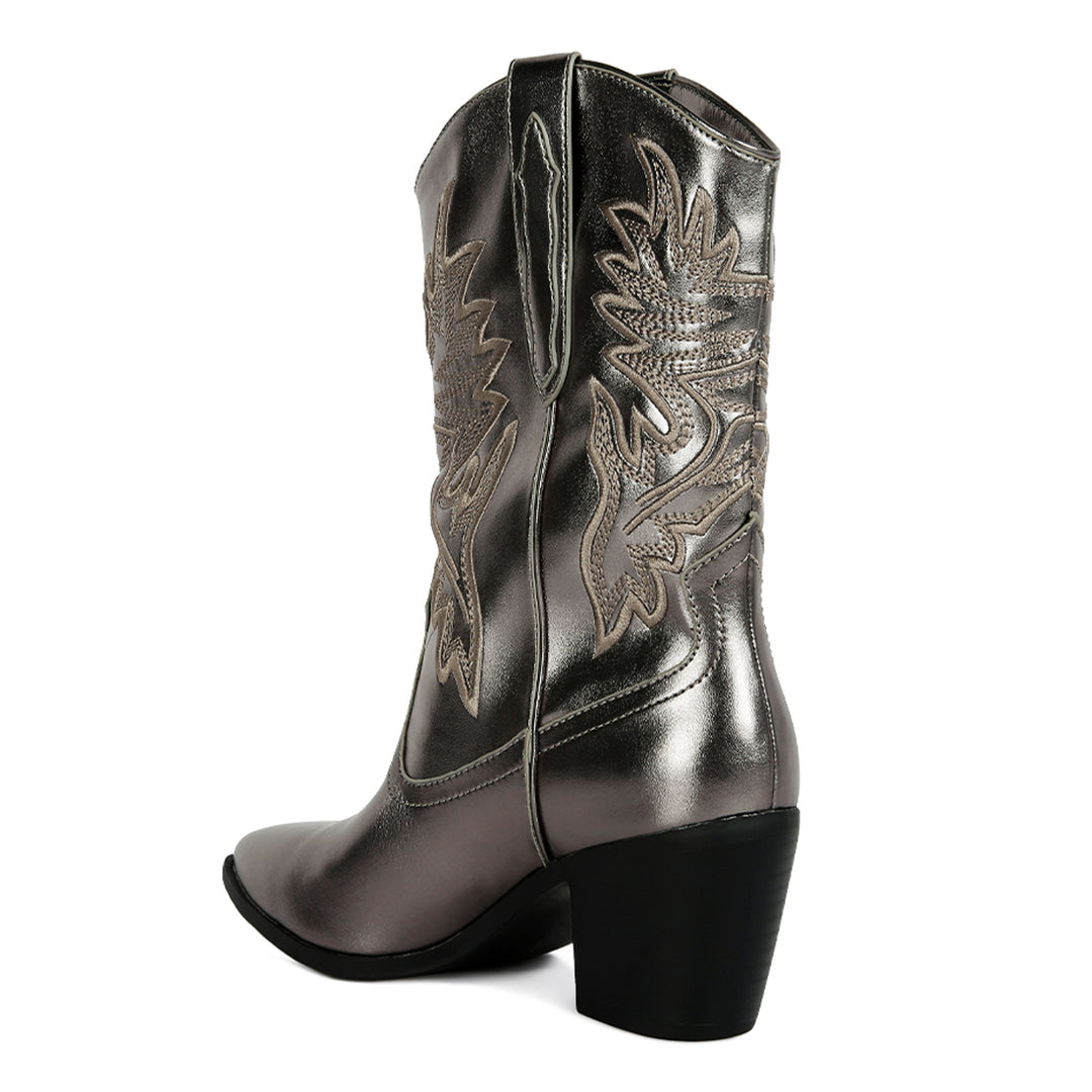 western cowboy ankle boot#color_grey