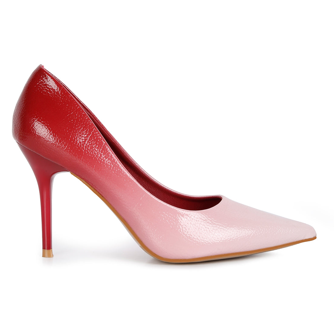 ombre mid heel pumps#color_red