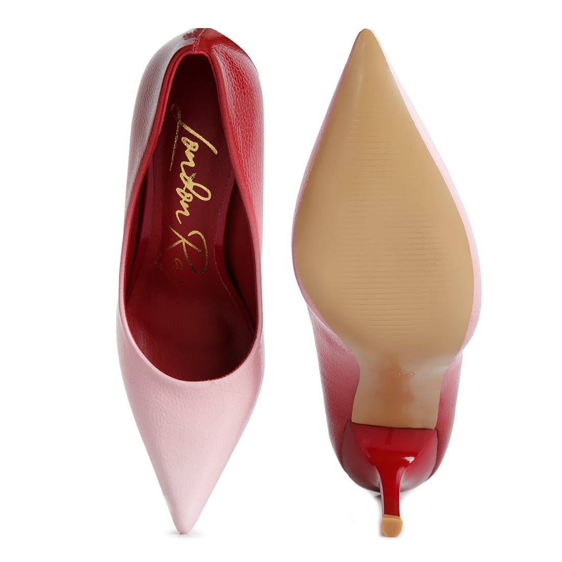 ombre mid heel pumps#color_red