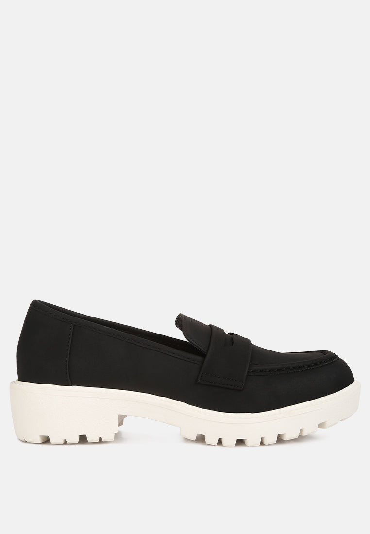women semi casual lug loafer#color_black