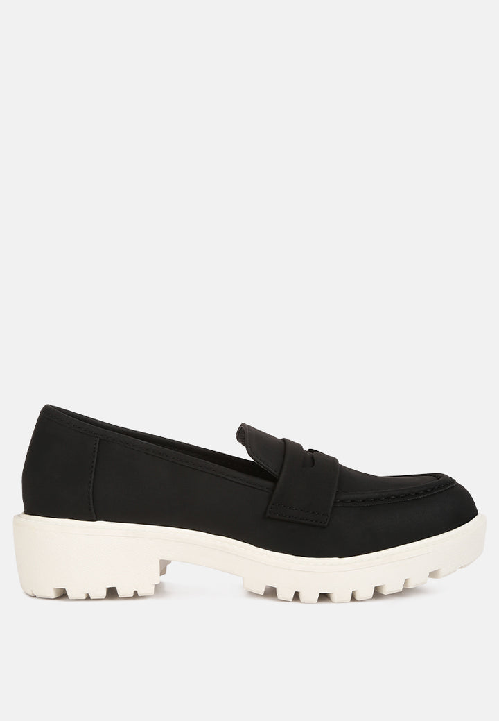 women semi casual lug loafer#color_black