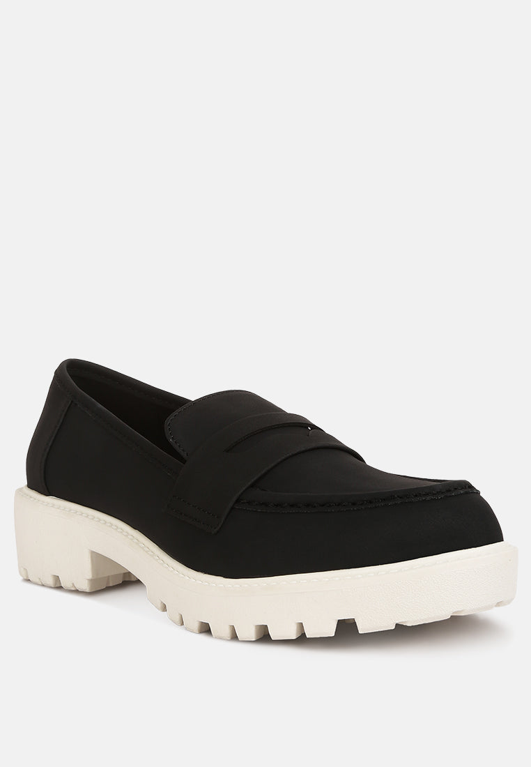 women semi casual lug loafer#color_black