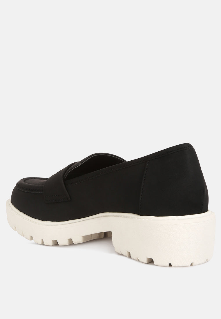 women semi casual lug loafer#color_black
