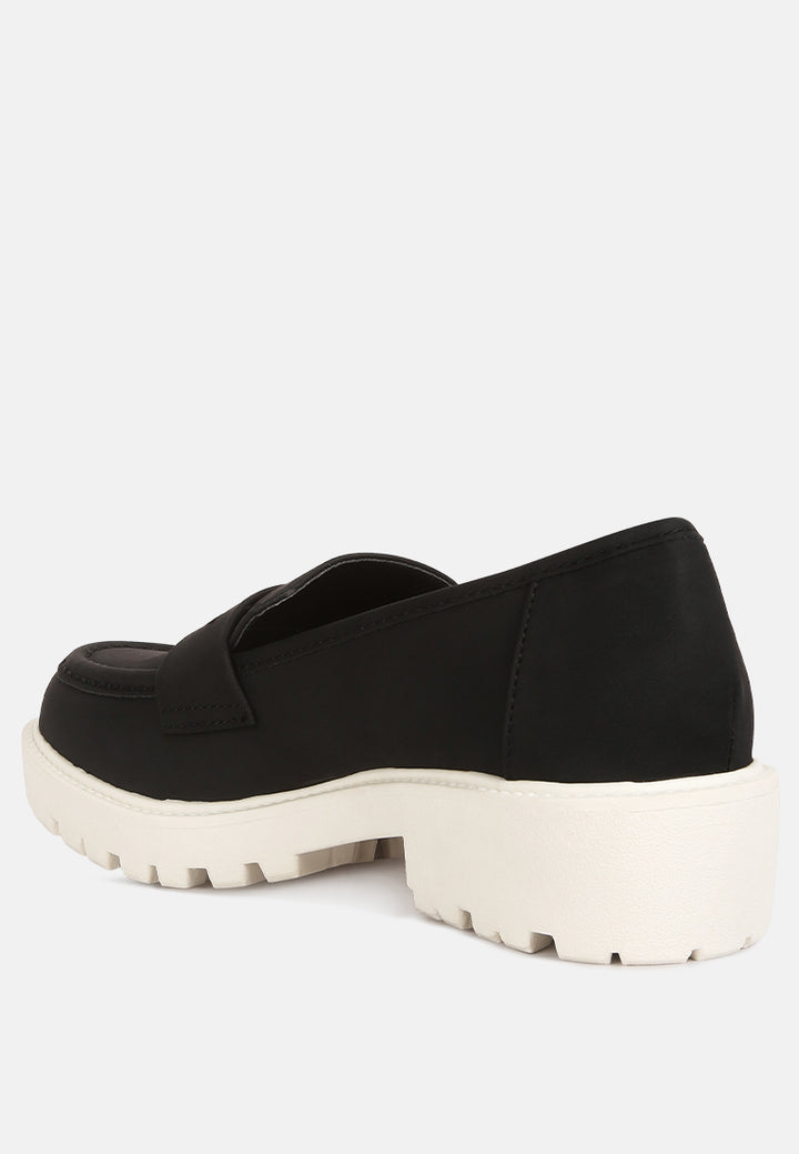 women semi casual lug loafer#color_black