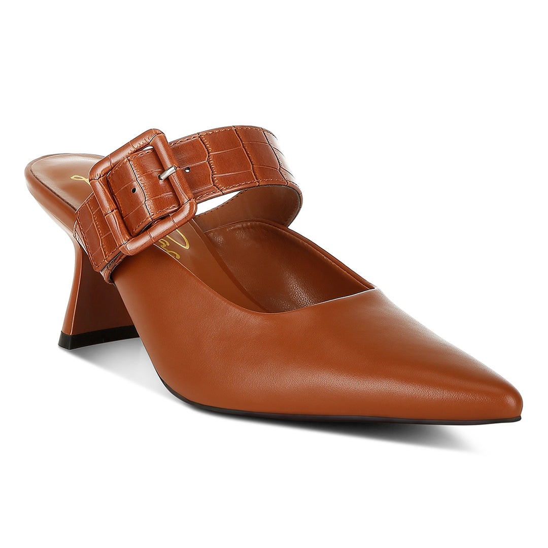 slim block heel mules#color_tan