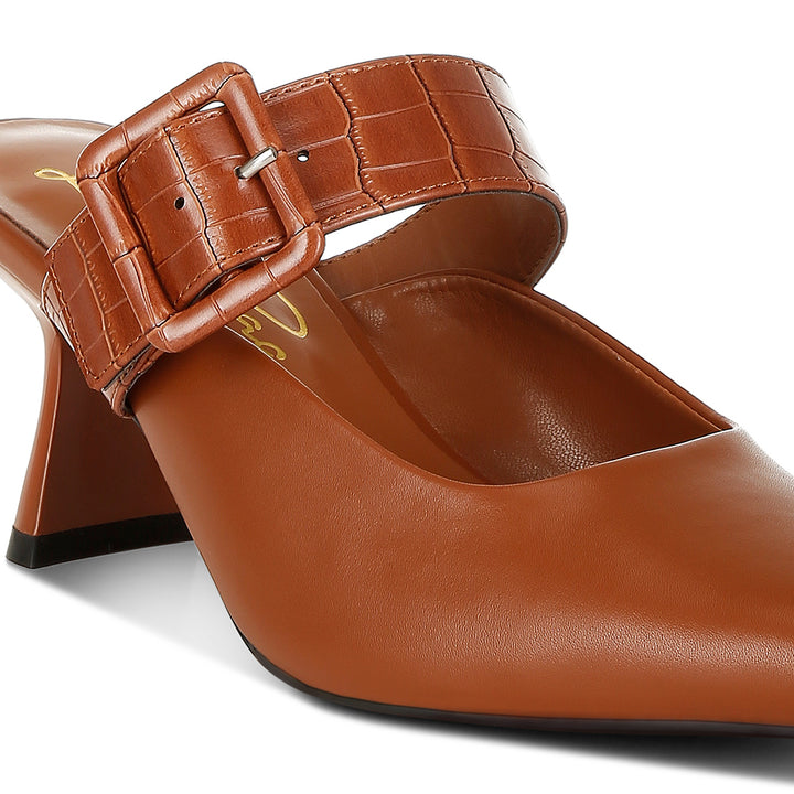 slim block heel mules#color_tan