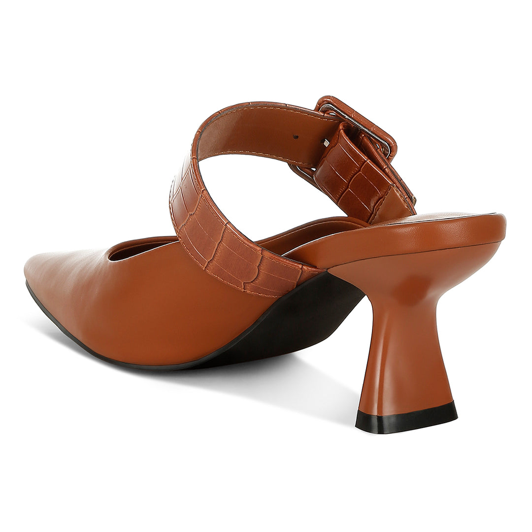 slim block heel mules#color_tan