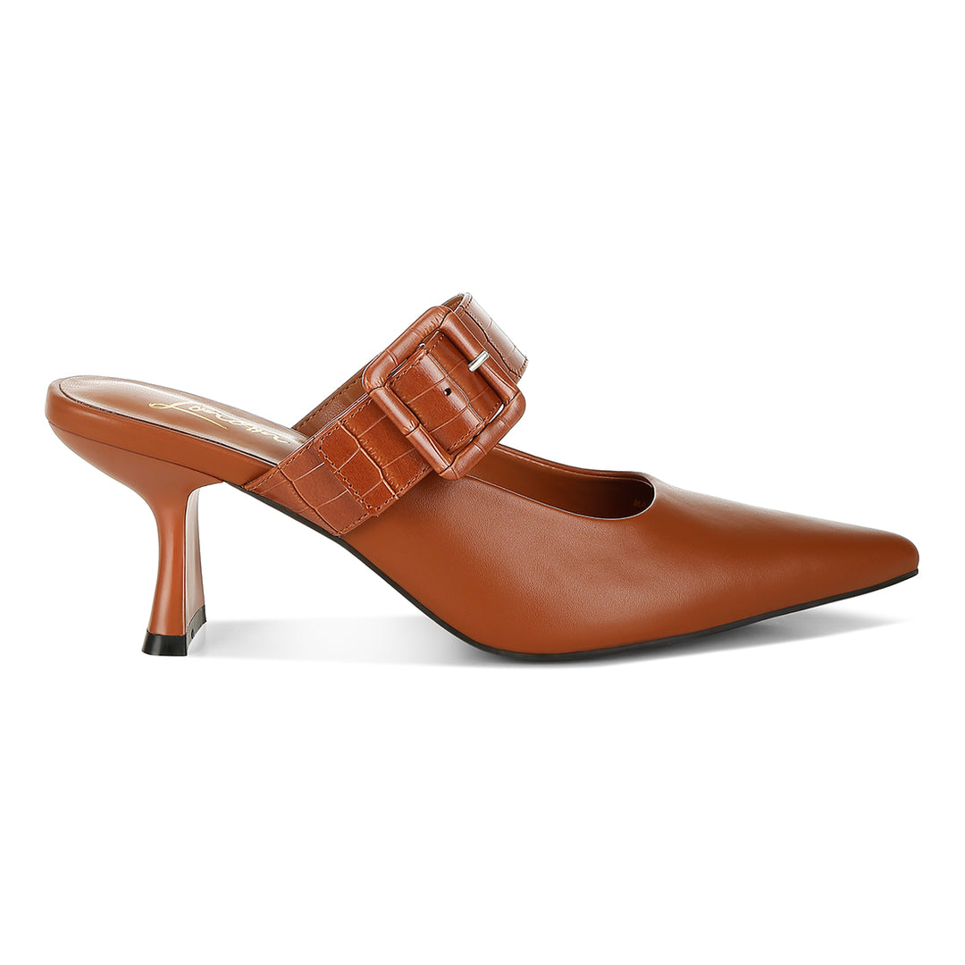 slim block heel mules#color_tan