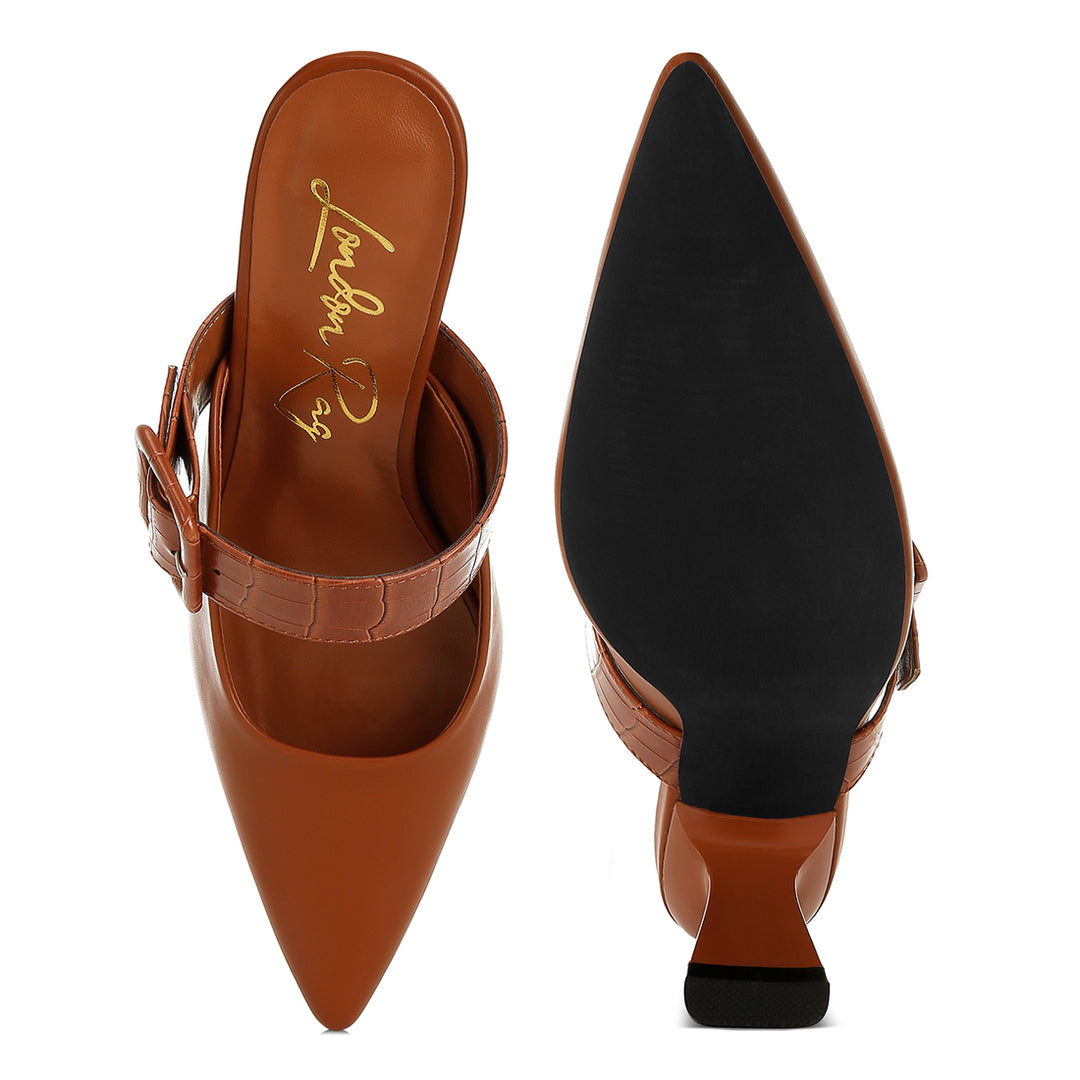 slim block heel mules#color_tan