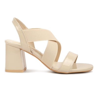 elastic straps block heel sandals#color_beige