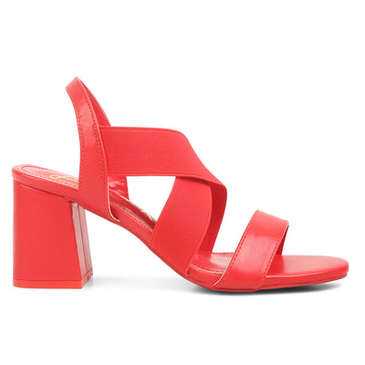 comfortable straps block heel sandals#color_red