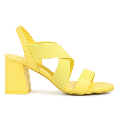 comfortable straps block heel sandals#color_yellow