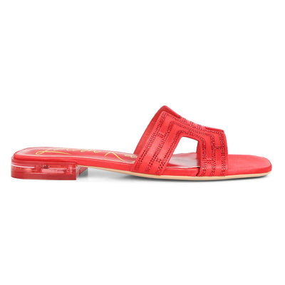 flat embellished sandals#color_red