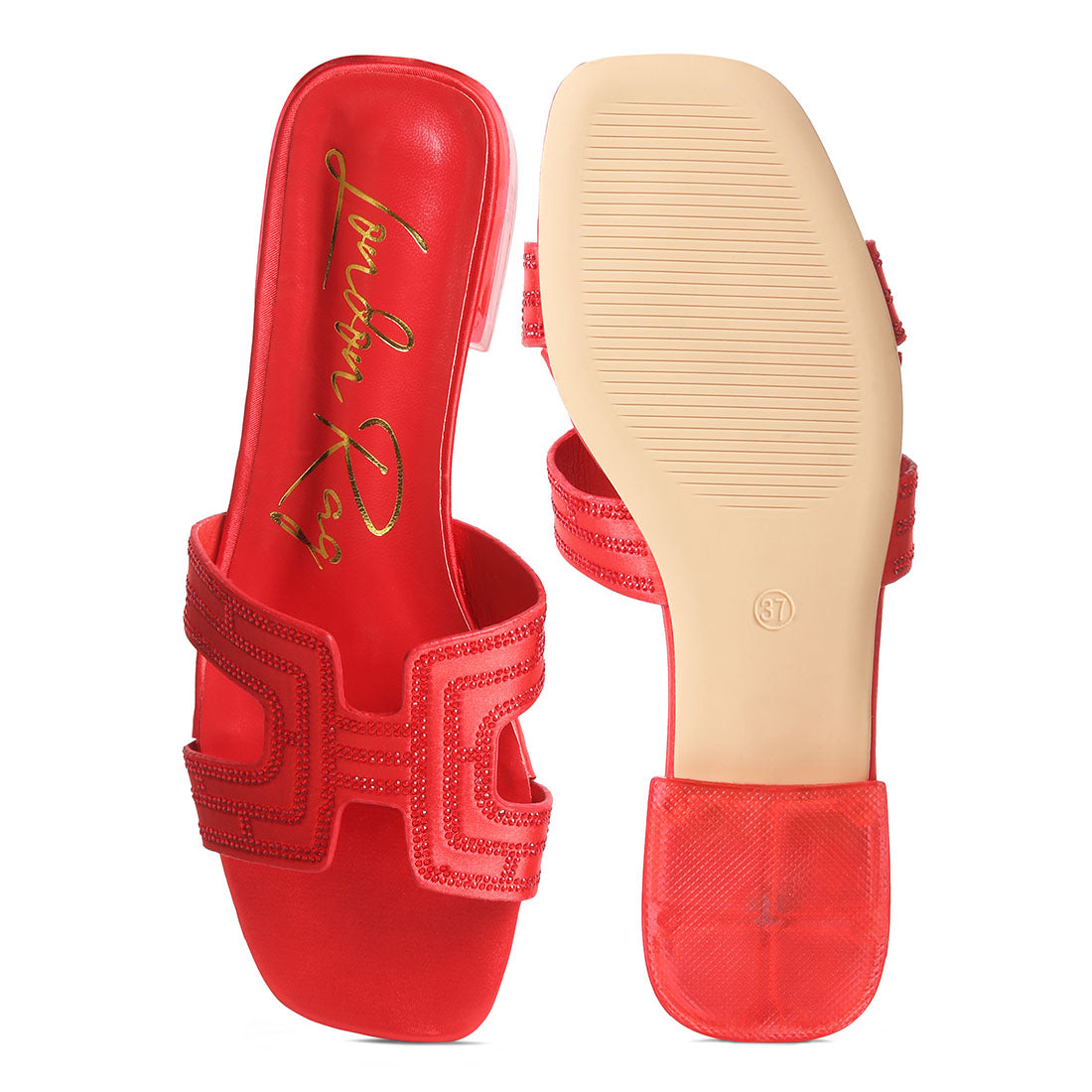 flat embellished sandals#color_red