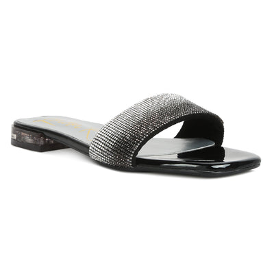rhinestone slip on sandals#color_black