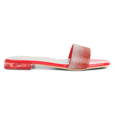 rhinestone slip on sandals#color_red