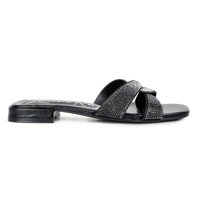 crocc strap rhinestone sandals#color_black