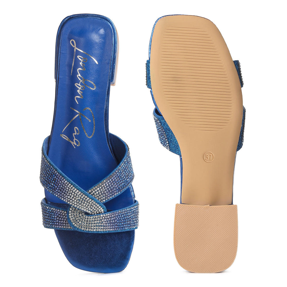 crocc strap rhinestone sandals#color_blue