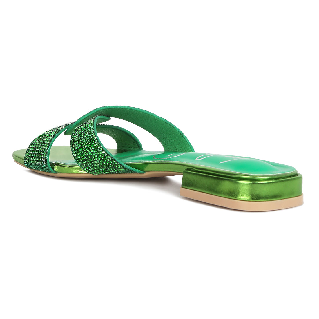 crocc strap rhinestone sandals#color_green